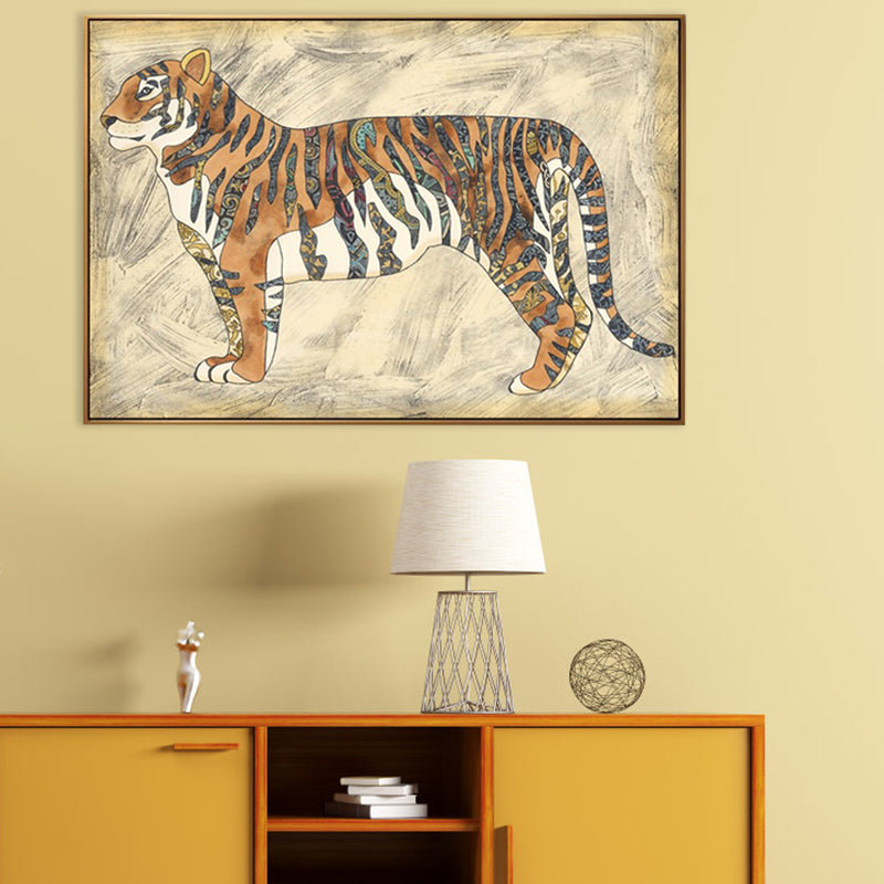 Brehn | Asiatische Zeichnung Tier Kunst Druck Leinwand Strukturierte helle Farbe Wanddekoration für das Wohnzimmer