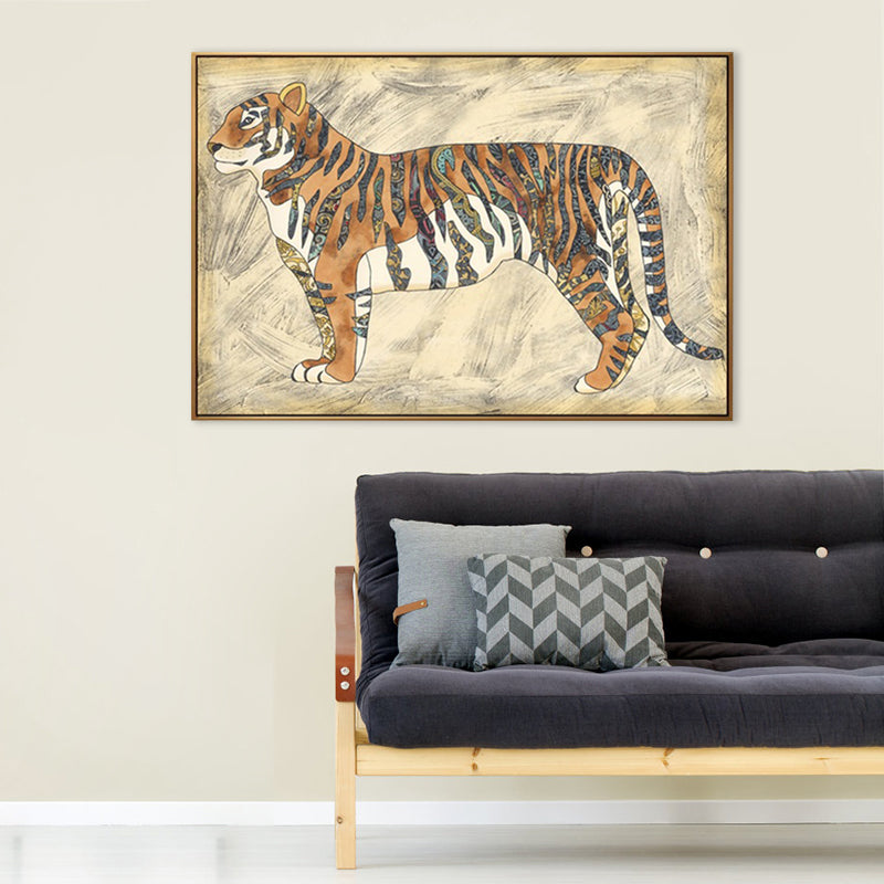 Brehn | Asiatische Zeichnung Tier Kunst Druck Leinwand Strukturierte helle Farbe Wanddekoration für das Wohnzimmer