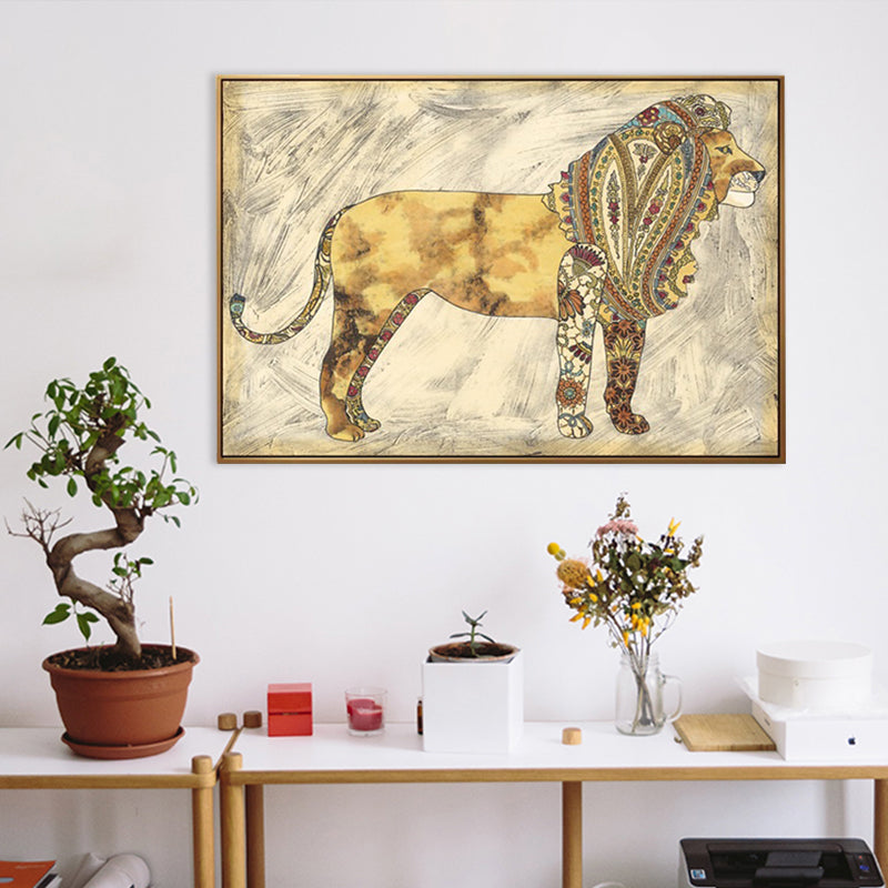 Brehn | Asiatische Zeichnung Tier Kunst Druck Leinwand Strukturierte helle Farbe Wanddekoration für das Wohnzimmer