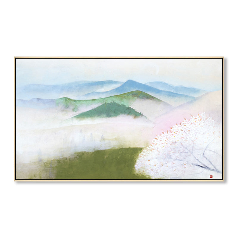 Brehn | Misty Hills Leinwanddruck Impressionismus Malerische Landschaft Wanddekoration in Weiß für Galerie