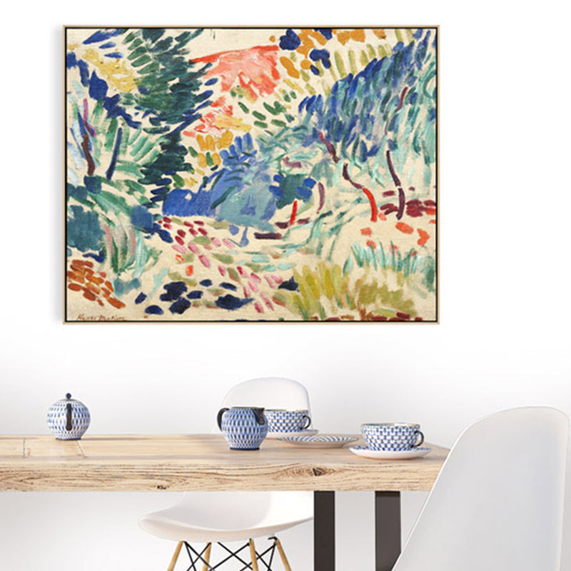 Brehn | Handbedruckte gewickelte Leinwand blaue Impressionismus-Stil Wandkunst Dekor für das Wohnzimmer