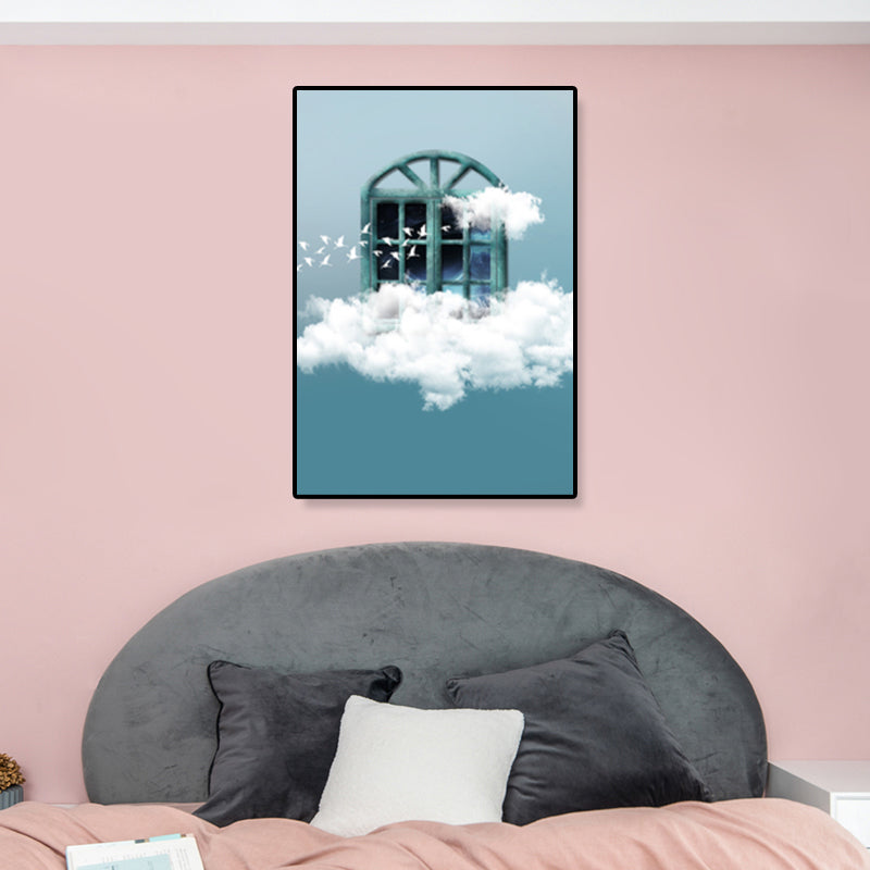 Brehn | Hausbauansicht Leinwand Surrealismus Stil Texturiertes Wandkunst Dekor in Helligkeit Farbe