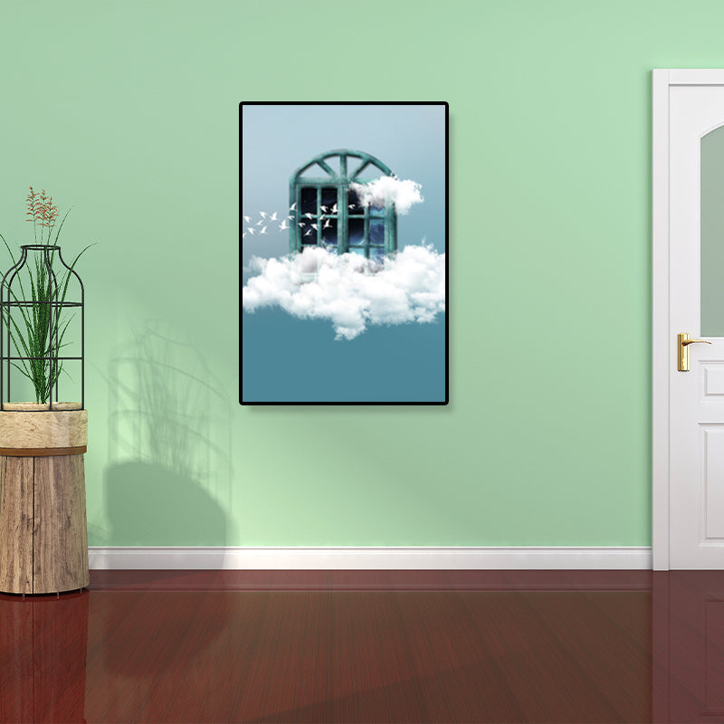 Brehn | Hausbauansicht Leinwand Surrealismus Stil Texturiertes Wandkunst Dekor in Helligkeit Farbe