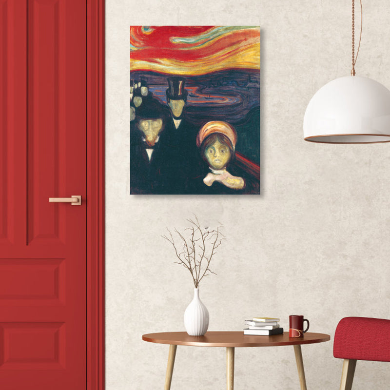 Brehn | Figur auf Holzbrücke Kunstdruck Abstract Expressionismus Leinwand Wanddekoration in sanften Farben für den Raum