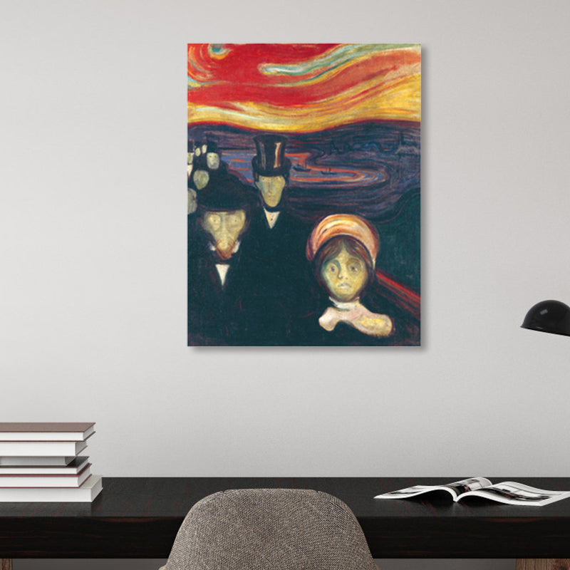 Brehn | Figur auf Holzbrücke Kunstdruck Abstract Expressionismus Leinwand Wanddekoration in sanften Farben für den Raum