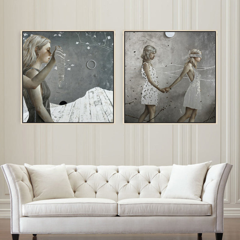 Brehn | Surrealismus Gehende Maid Leinwand Kunstmalerei Charakter Sanfte Farbe Galerie Wanddeko