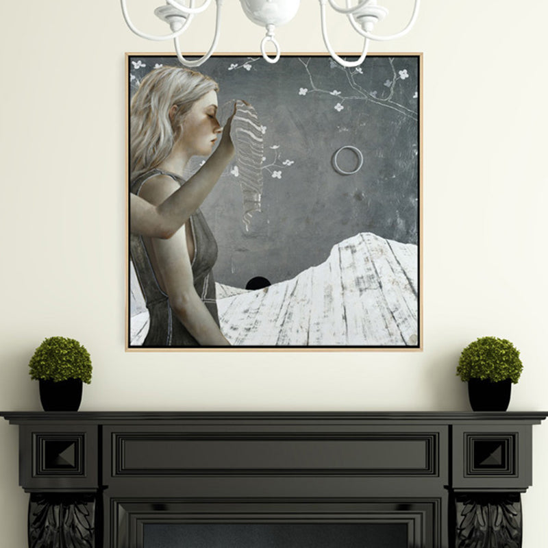 Brehn | Surrealismus Gehende Maid Leinwand Kunstmalerei Charakter Sanfte Farbe Galerie Wanddeko