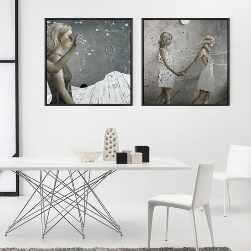 Brehn | Surrealismus Gehende Maid Leinwand Kunstmalerei Charakter Sanfte Farbe Galerie Wanddeko