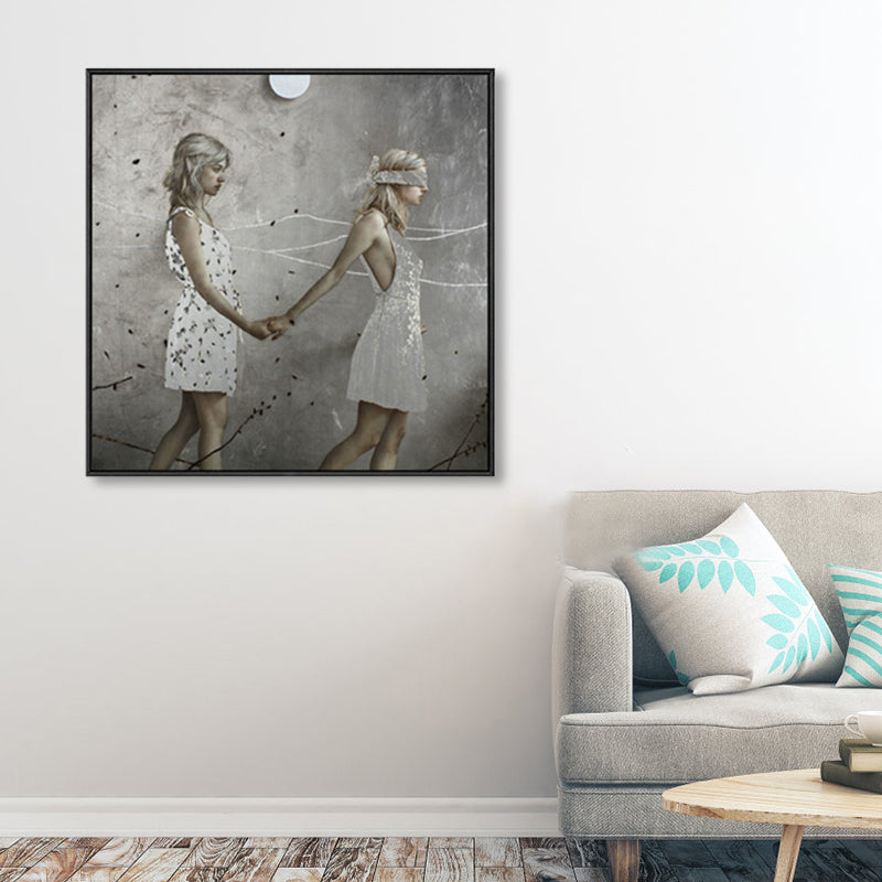 Brehn | Surrealismus Gehende Maid Leinwand Kunstmalerei Charakter Sanfte Farbe Galerie Wanddeko