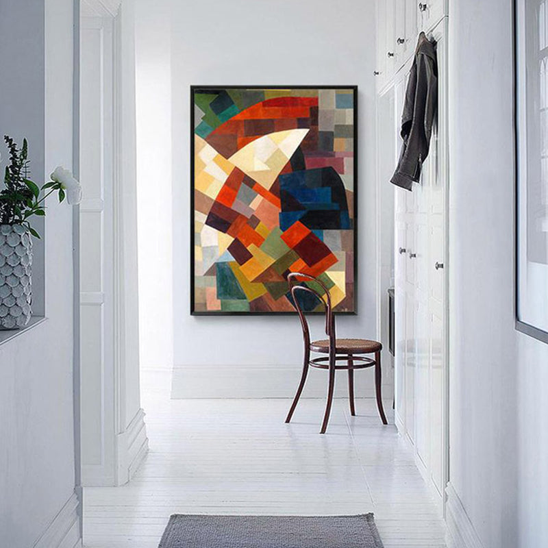 Brehn | Kubismus Stil Farbblock Wandkunst Dekor Braunes Esszimmer Leinwanddruck, Mehrere Größen