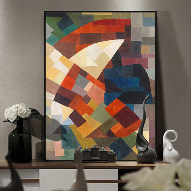 Brehn | Kubismus Stil Farbblock Wandkunst Dekor Braunes Esszimmer Leinwanddruck, Mehrere Größen