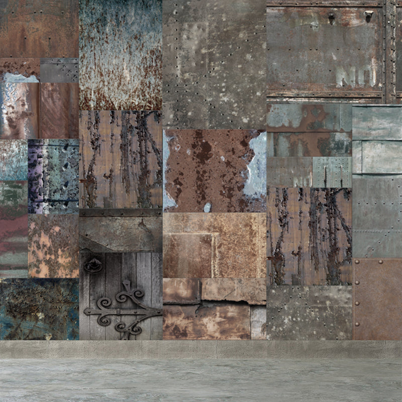 Brehn | Donkere Kleur Steampunk Behang Volledige Maat Metaal Effect Wanddecoratie voor Thuisinterieur