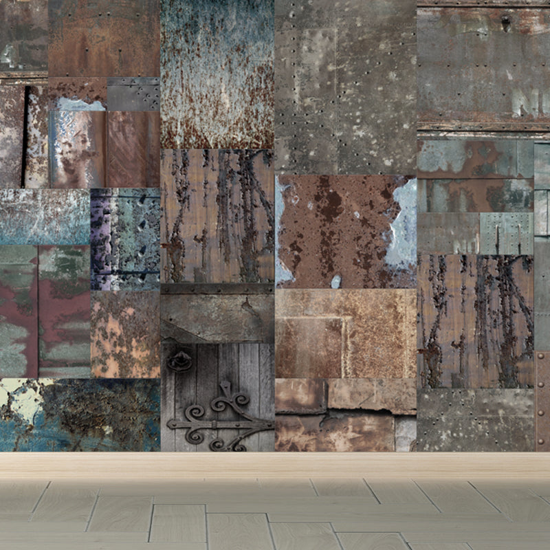 Brehn | Donkere Kleur Steampunk Behang Volledige Maat Metaal Effect Wanddecoratie voor Thuisinterieur
