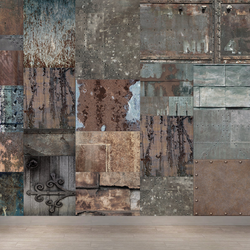 Brehn | Donkere Kleur Steampunk Behang Volledige Maat Metaal Effect Wanddecoratie voor Thuisinterieur