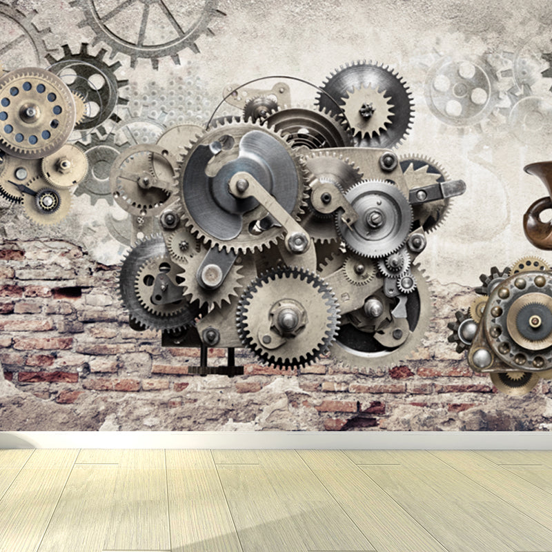 Brehn | Donkere Kleur Steampunk Behang Volledige Maat Metaal Effect Wanddecoratie voor Thuisinterieur
