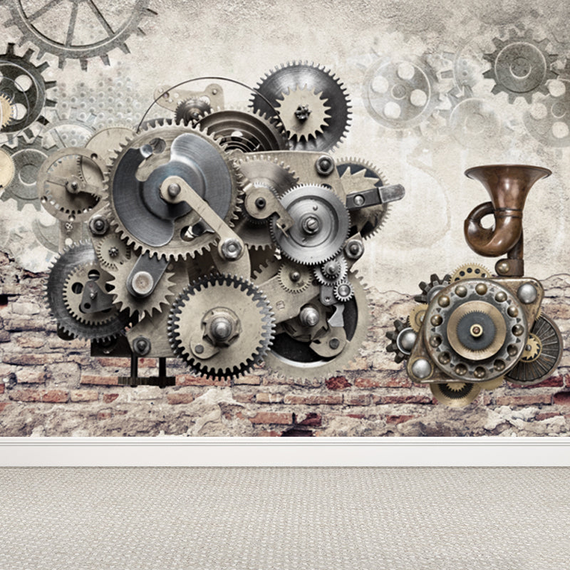 Brehn | Donkere Kleur Steampunk Behang Volledige Maat Metaal Effect Wanddecoratie voor Thuisinterieur
