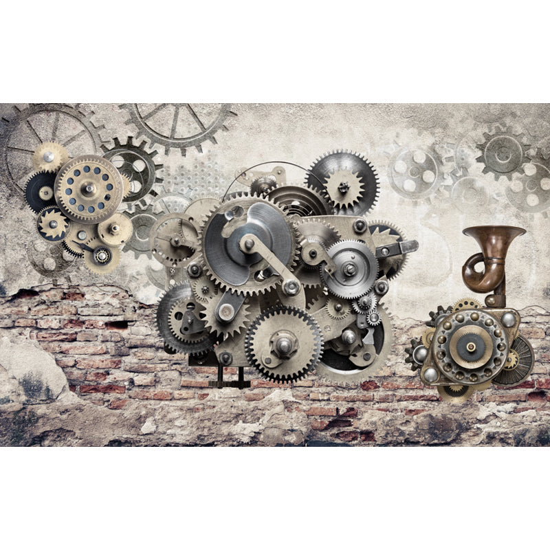 Brehn | Donkere Kleur Steampunk Behang Volledige Maat Metaal Effect Wanddecoratie voor Thuisinterieur