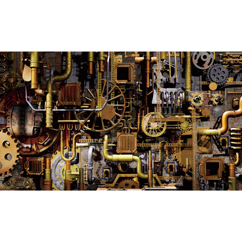 Brehn | Donkere Kleur Steampunk Behang Volledige Maat Metaal Effect Wanddecoratie voor Thuisinterieur