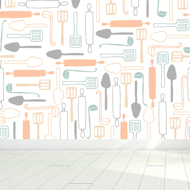 Brehn | Modern Servies Muur Non-Woven Stof Wasbaar Pastel Wanddecoratie voor Keuken