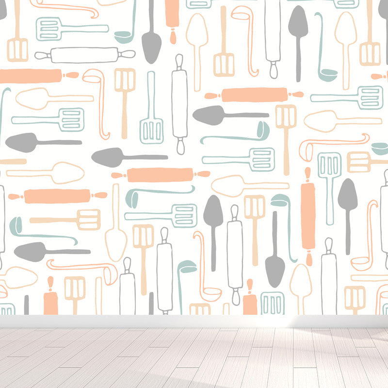 Brehn | Modern Servies Muur Non-Woven Stof Wasbaar Pastel Wanddecoratie voor Keuken