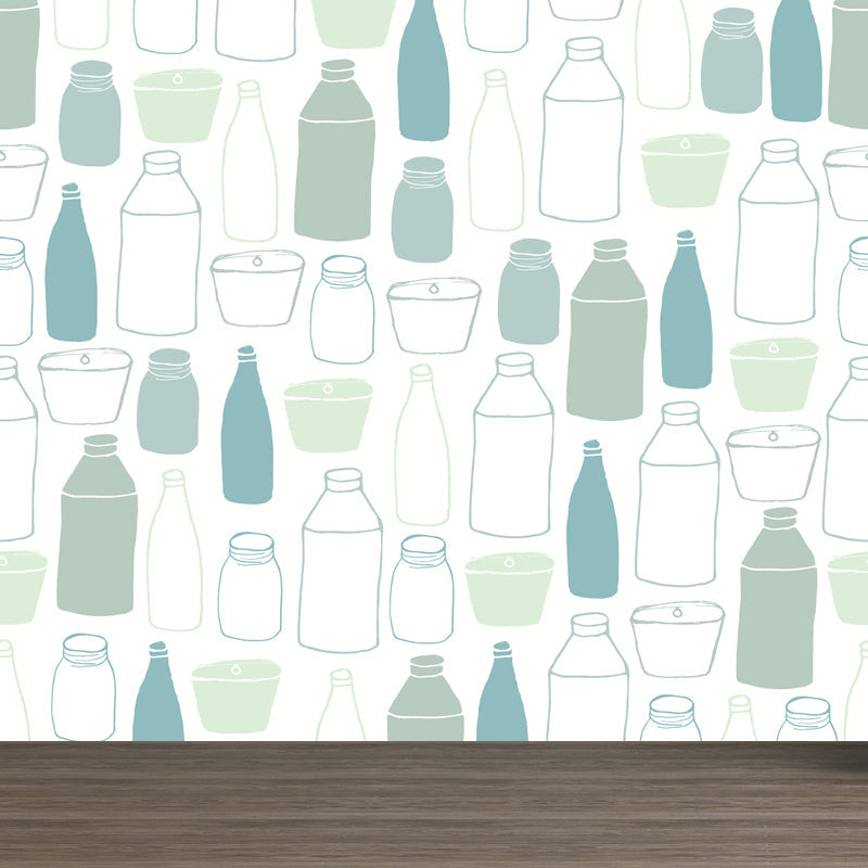 Brehn | Modern Servies Muur Non-Woven Stof Wasbaar Pastel Wanddecoratie voor Keuken
