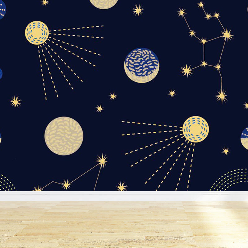 Brehn | Pastel kleur Moderne wandschildering Behang Universum landschap Wandbekleding voor gastenkamer
