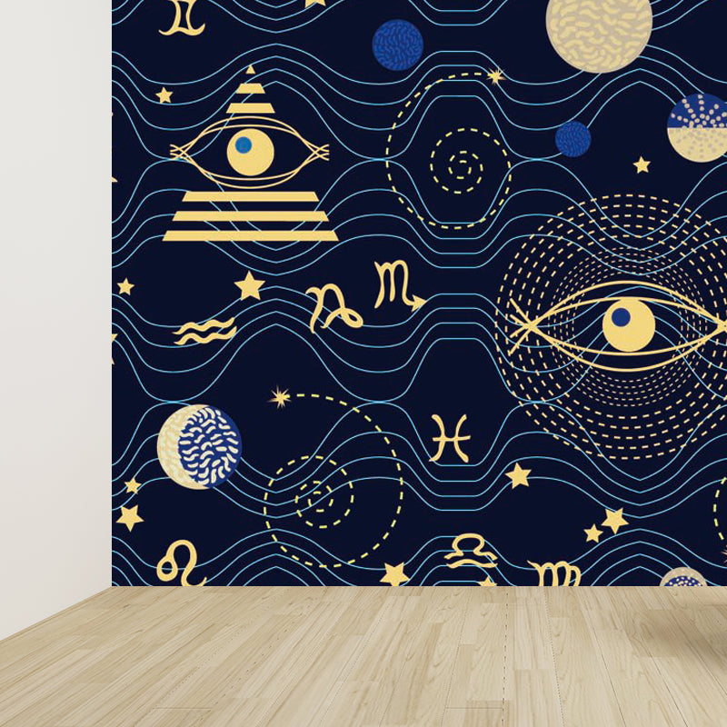 Brehn | Pastel kleur Moderne wandschildering Behang Universum landschap Wandbekleding voor gastenkamer