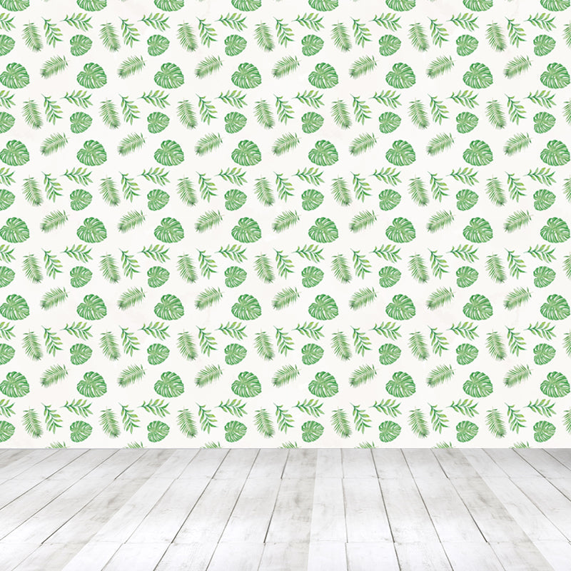 Brehn | Tropische Bladeren Patroon Muurverf Non-woven Textuur Vlekbestendig Zachte Kleur Wandkunst voor Slaapkamer