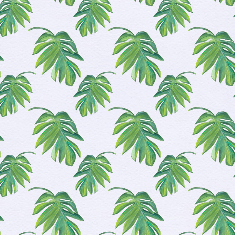 Brehn | Tropische Bladeren Patroon Muurverf Non-woven Textuur Vlekbestendig Zachte Kleur Wandkunst voor Slaapkamer
