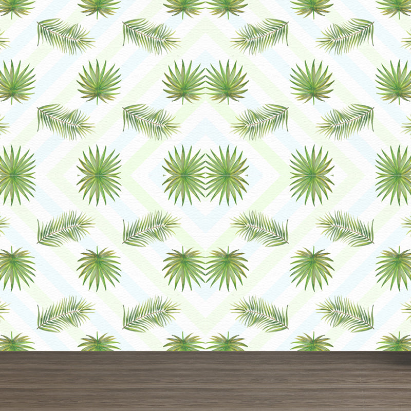 Brehn | Tropische Bladeren Patroon Muurverf Non-woven Textuur Vlekbestendig Zachte Kleur Wandkunst voor Slaapkamer