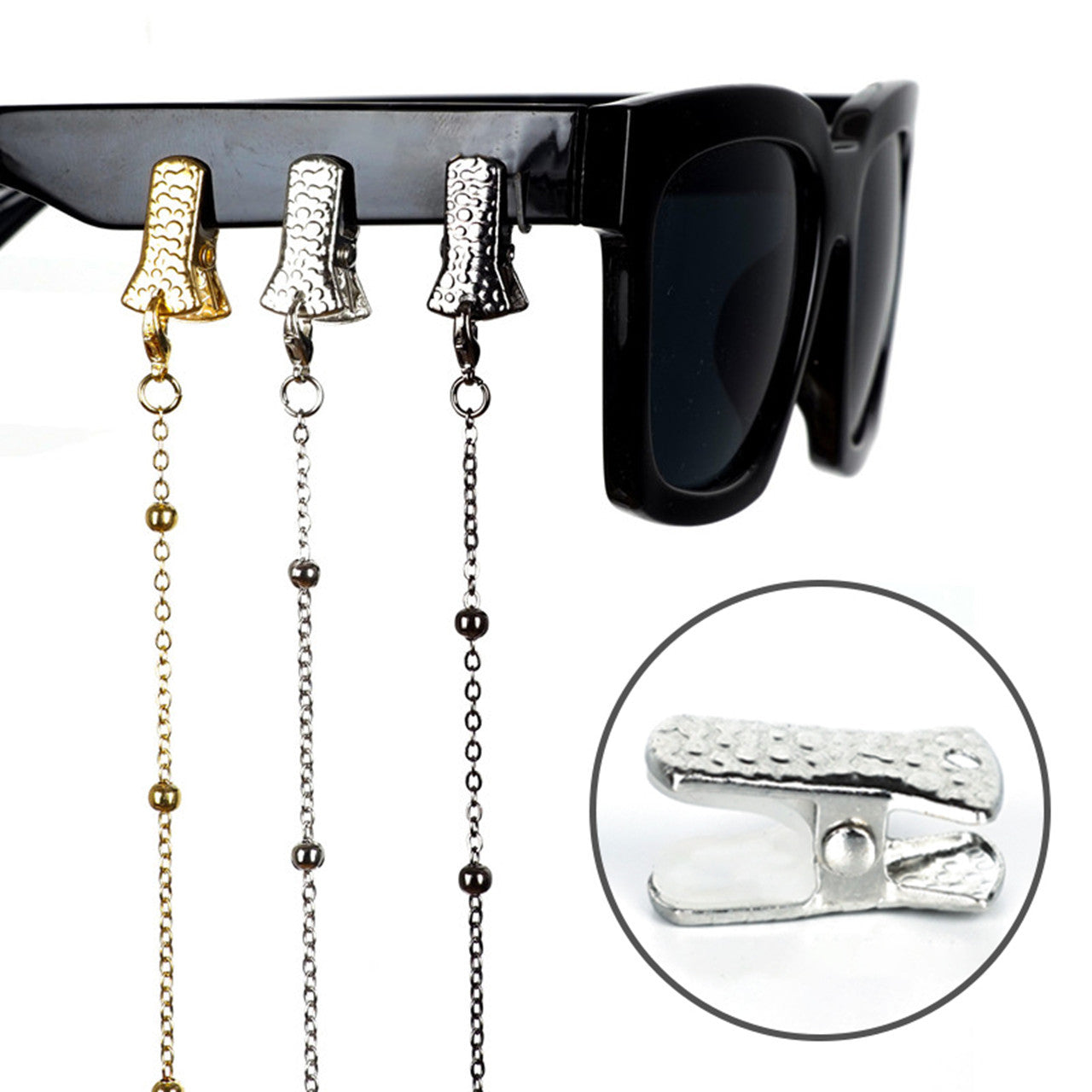 Metallic Krokodil-Clip Brille Kette Brehn