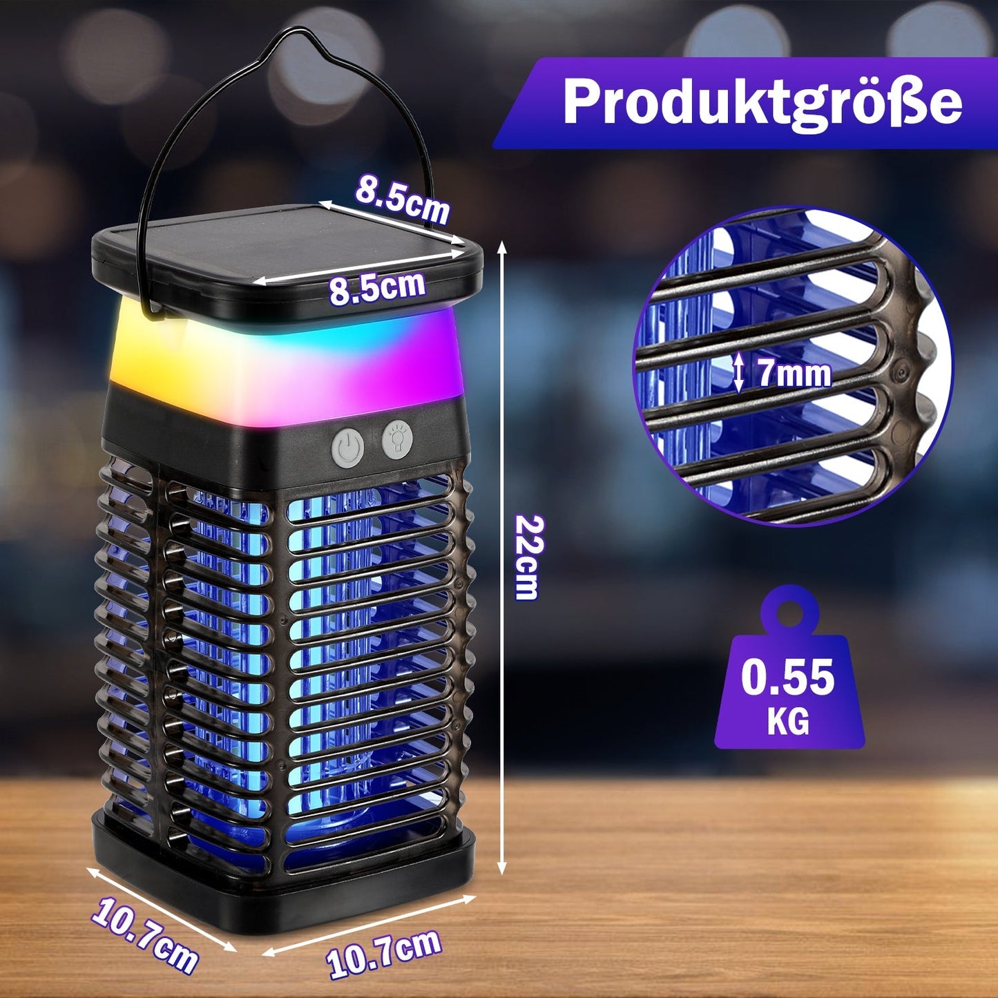 Solar Mückenabwehr-Lampe UV-Licht Mückenlampe RGB | Brehn