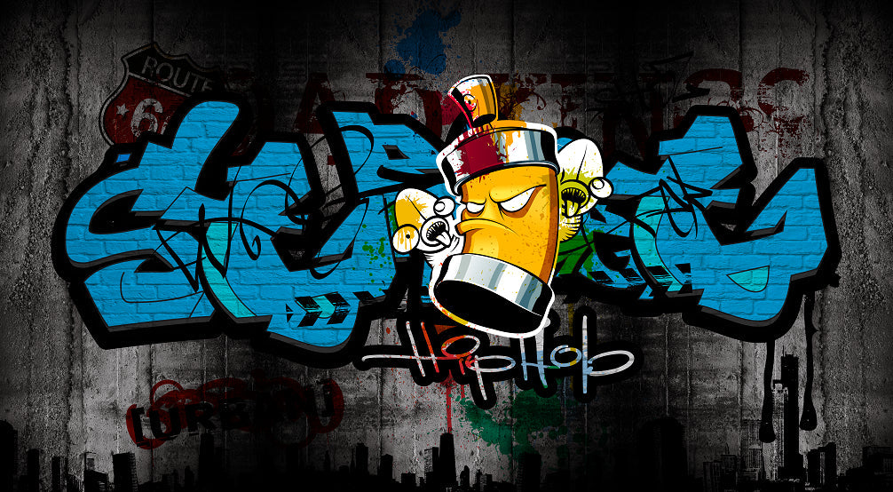 Brehn | Cartoon Druck Wanddekal Graffiti Vliesstoff Texturierte Wandverkleidung in Sanften Farben