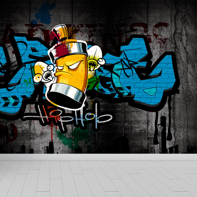 Brehn | Cartoon Druck Wanddekal Graffiti Vliesstoff Texturierte Wandverkleidung in Sanften Farben