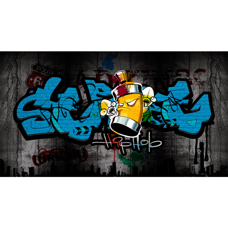 Brehn | Cartoon Druck Wanddekal Graffiti Vliesstoff Texturierte Wandverkleidung in Sanften Farben
