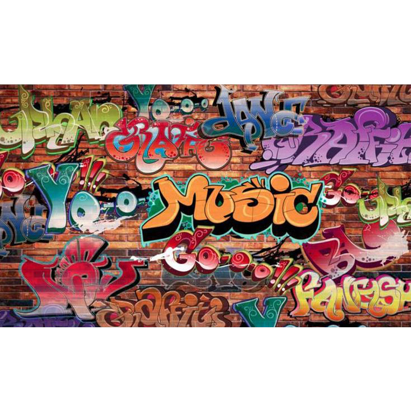 Brehn | Cartoon Druck Wanddekal Graffiti Vliesstoff Texturierte Wandverkleidung in Sanften Farben