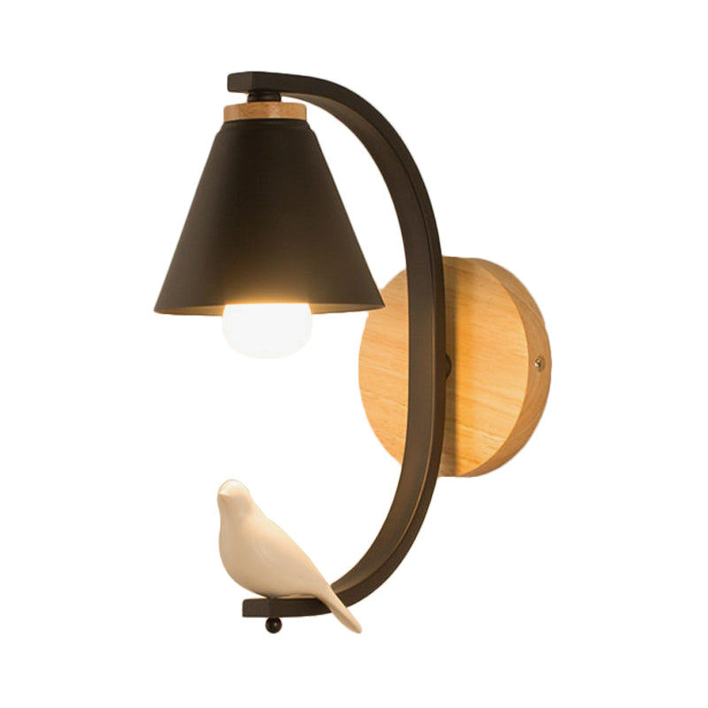 Brehn | Nordic Style Kegelförmige Wandlampe mit Vogel 1 Kopf Metall Wandleuchte für Schlafzimmer Flur