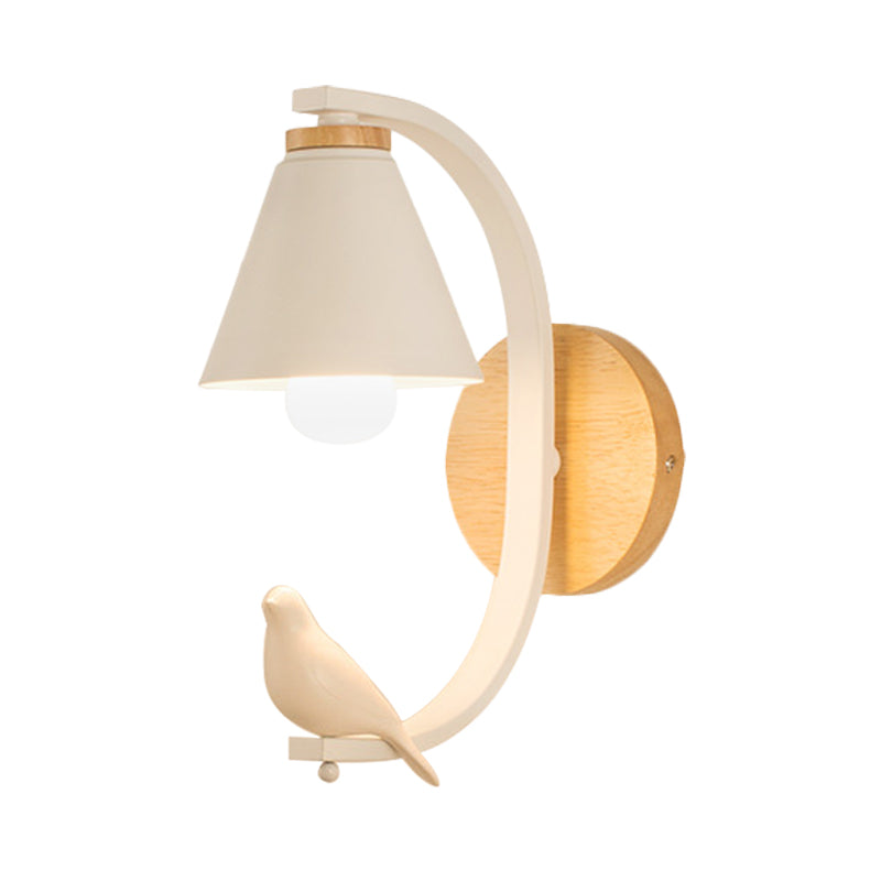 Brehn | Nordic Style Kegelförmige Wandlampe mit Vogel 1 Kopf Metall Wandleuchte für Schlafzimmer Flur
