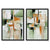Abstraktes grünes und oranges Set aus 2 gerahmten Kunstdrucken