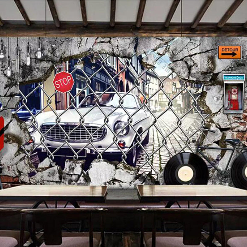 Brehn | Dekorative 3D Visual Wandtapete Vliesstoff Retro Wandverkleidung für das Wohnzimmer