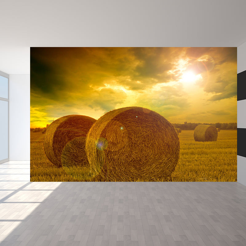 Brehn | Farmland Heuballen Wandtapete Zeitgenössisches Vliesbehang Wanddekoration für Zuhause