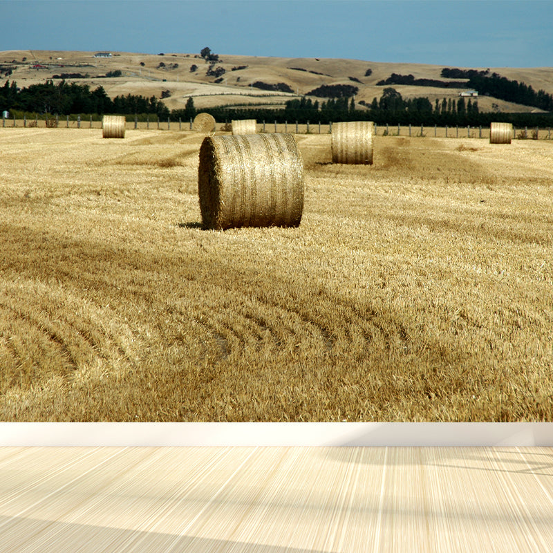 Brehn | Farmland Heuballen Wandtapete Zeitgenössisches Vliesbehang Wanddekoration für Zuhause