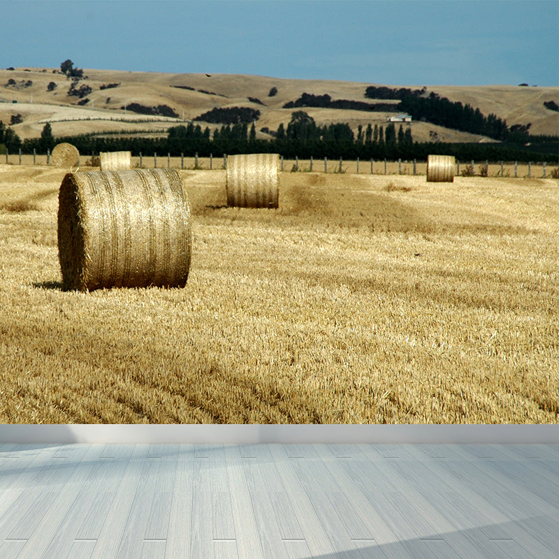 Brehn | Farmland Heuballen Wandtapete Zeitgenössisches Vliesbehang Wanddekoration für Zuhause