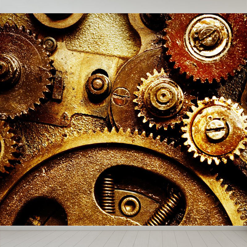 Brehn | Dunkle Farbgear Tapete Mural Metall Steampunk Wasserabdichtung Wandkunst für Garage