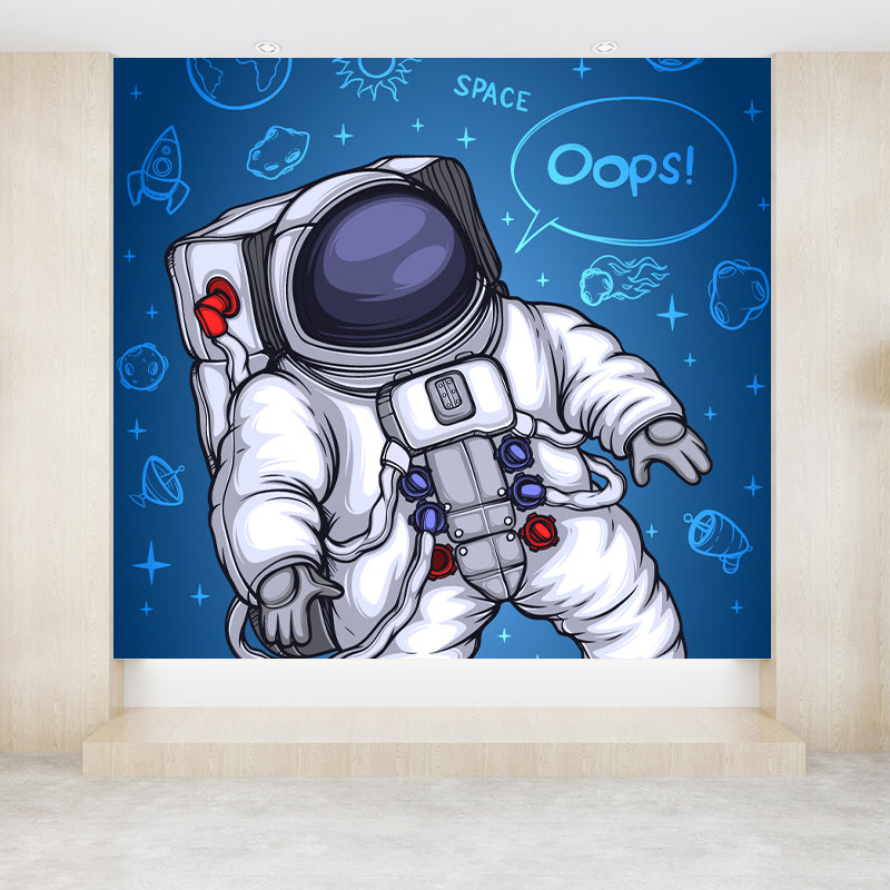 Brehn | Kinder Astronaut Tapete Mural Dunkle Farbe Jungen Schlafzimmer Wandkunst, Maßgeschneidert