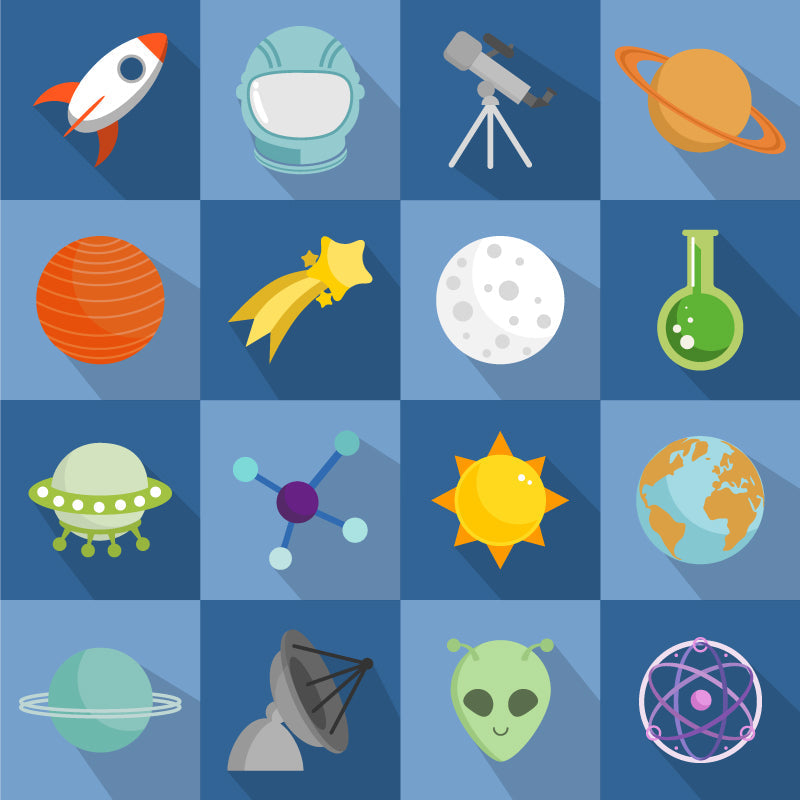 Brehn | Astronomie Buitenruimte Muur Decal Kids Stijl Niet-geweven Stof Wanddecoratie in Donkere Kleur