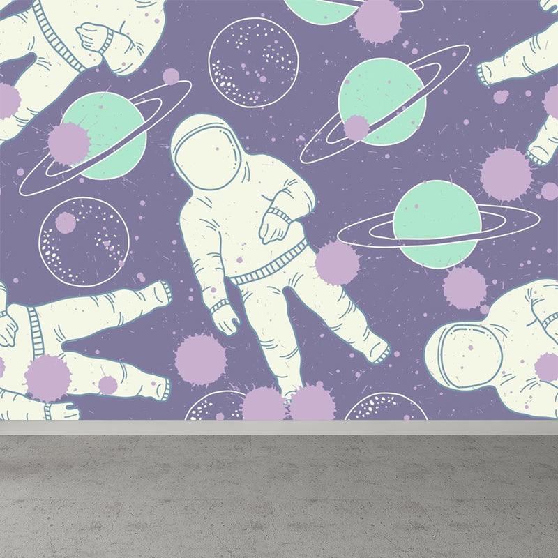 Brehn | Astronomie Buitenruimte Muur Decal Kids Stijl Niet-geweven Stof Wanddecoratie in Donkere Kleur