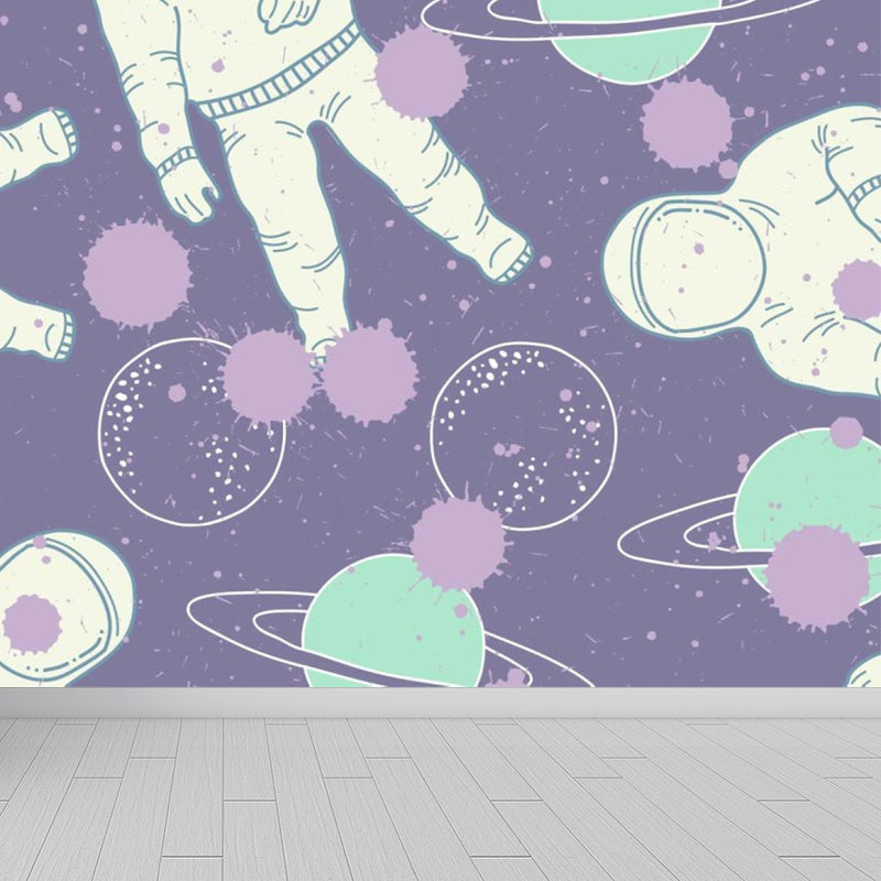 Brehn | Astronomie Buitenruimte Muur Decal Kids Stijl Niet-geweven Stof Wanddecoratie in Donkere Kleur