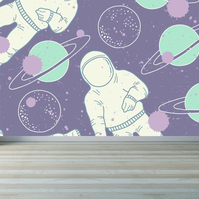 Brehn | Astronomie Buitenruimte Muur Decal Kids Stijl Niet-geweven Stof Wanddecoratie in Donkere Kleur