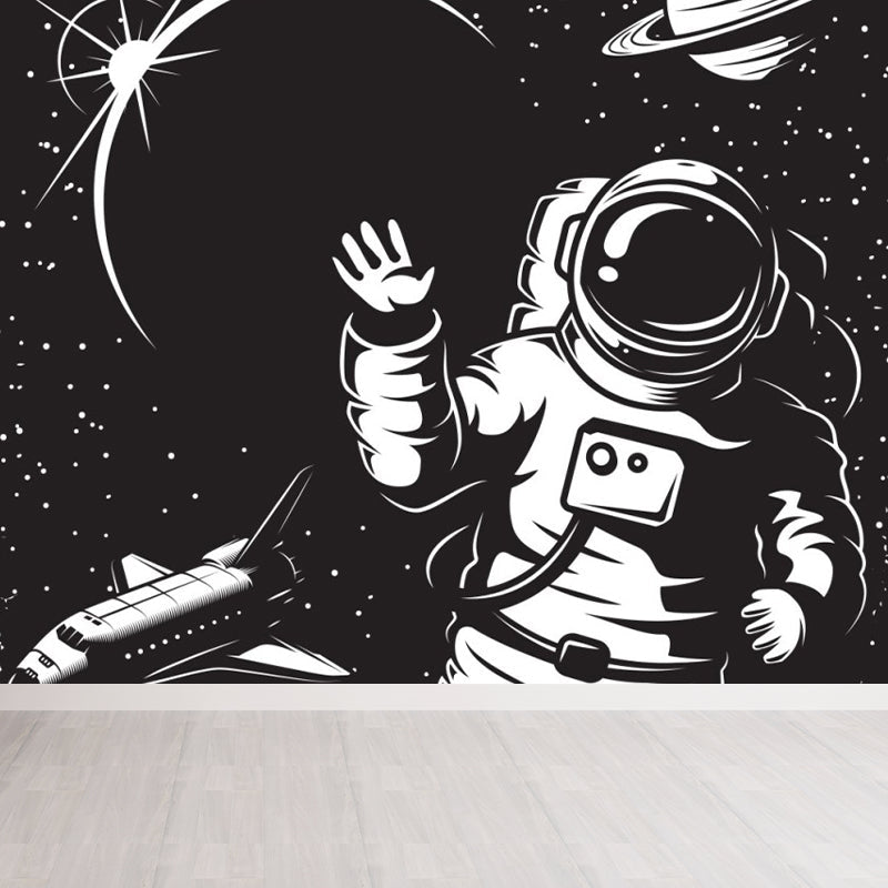 Brehn | Astronomie Buitenruimte Muur Decal Kids Stijl Niet-geweven Stof Wanddecoratie in Donkere Kleur